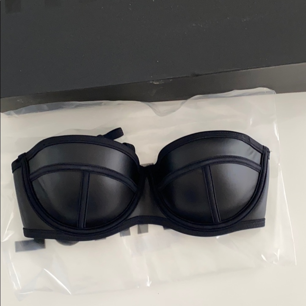 Triangl leather balconette bikini top small